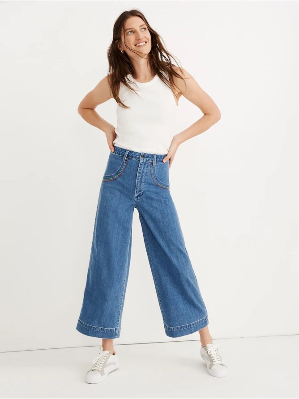Madewell Emmett Wide-Leg Crop Jeans: Rainbow Stitched Edition